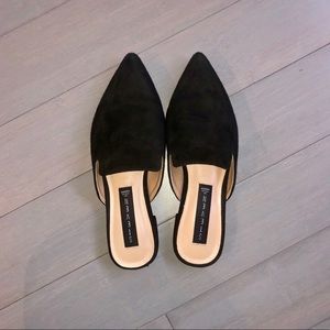 Black Suede Pointy Toe Mules
